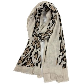 Van Der Rich ® - Leopard Print Vintage Scarf - Women, taupe