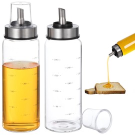 Homaisson Glass Honey Dispenser No Drip, 10 oz Maple Syrup Dispenser, Automatic Reflux Clear Glass Honey Pot with Dust Cover (2PCS)