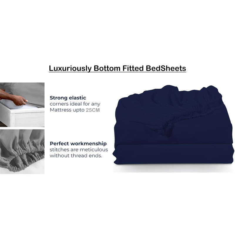 Bottom Fitted Sheets Stretches Up to 25cm Deep Mattress Pocket