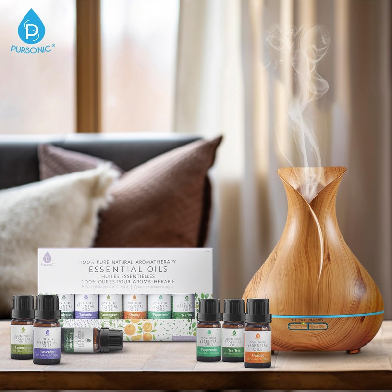 Pursonic Essential Oils Set - Top 6 Aromatherapy Blends Gift