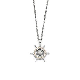 DUR K2688 Steering Wheel Necklace 925 Sterling Silver with Beach Sand and Zirconia 42 cm Beige / Silver, Sterling Silver, Cubic Zirconia