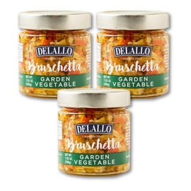 DeLallo Vegetable Bruschetta, Made in Italy, Gourmet Spread with Artichokes, Sweet Peppers, Green Olives and Crunchy Carrots, Non-GMO, Gluten Free, Vegan, Kosher, 7.05 oz Jar, (3 Pack)