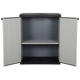 vidaXL Garden Storage Cabinet with Shelf in Gray and Black - PVC and PP Cabinet - Compact and Secure Outdoor Cabinet