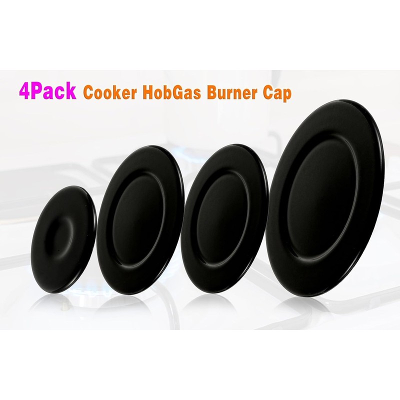 Upgraded Gas Stove Burner Cap Set - 4Piece Metal Cooker
