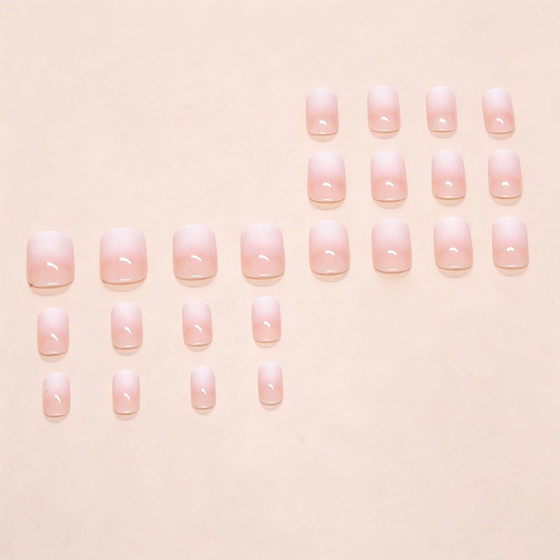 24pcs Short Square False Nails Press on Fake Nail, Nude