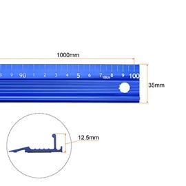 HARFINGTON Metal Regla 100cm Métrica Regla Medida Aluminio Aleación Antideslizante Protección Regla Recta Cortar Regla Medición Herramienta con Colgan