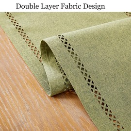 Aoztio Burlap Style Farmhouse Table Runner, 13 x 72 Inch Sage Green, Rustic Geometric Hollow Table Runners 72 Inches Long for Dresser Table Everyday Use, 13x72 Inches, Sage Green