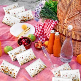 Fourluoo 50 Pack Fall Wildflower Pocket Tissues Individual Packs Autumn Floral Pocket Facial Bulk 3 Ply Wallet Travel Toilet Tissues for Summer Thanksgiving Day Wedding Birthday Party Supplies