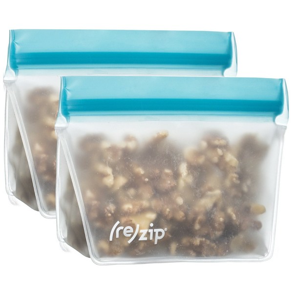 (re)zip Stand-Up 8oz Reusable Snack Bags Aqua 2 Count