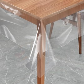 Table Film, Transparent Tablecloth, Transparent, Transparent, Crystal Clear, Waterproof, Washable, Greaseproof, Table Protector, Scratch-Resistant Table Protector for Indoor and Outdoor Use, 0.2 mm
