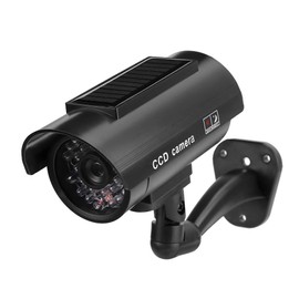 Fake Camera with Light, 360 Rotatable Dummy Surveillance CCTV Camera, Super Bright Solar Motion Sensor Light with Red Flashing Warning Light for Home Security, Outdoor Waterproof