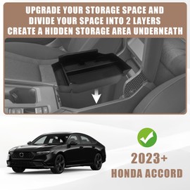 Muslogy for Accord 2025 2024 2023 Center Console Organizer Armrest Storage Box Divider Insert Tray Compatible with Honda Accord Accessories LX EX Sport Hybrid EX-L Sport-L Touring (V1 with Card Slot)