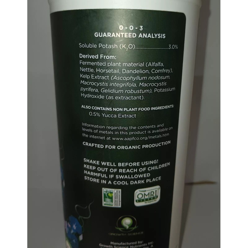 Growth Science Organics Opulent Harvest Quart plant food nutrients fertilizer