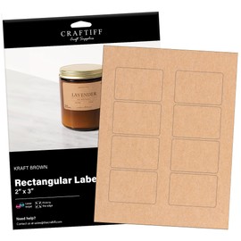 2x3 inch Rectangle Stickers Kraft Labels Printable Paper Brown Color, 200 Labels, 25 Sheets, for Inkjet and Laser Printer, Vinyl Sheets Packaging Address Mail Business Craftiff