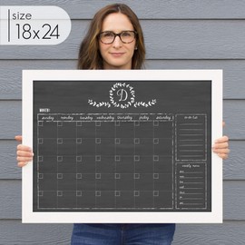 Monogram Chalkboard Calendar, Dry Erase, Reusable 24x18 Customized Dry Erase Wall Calendar, Horizontal Calendar, Family Framed Calendar, 2023 calendar planner, Family Command Center