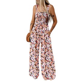Happy Sailed Plus Size Jumpsuit for Curvy Women Summer Floral Print Sleeveless Jumpsuits Womens Overalls Wide Leg Long Pants Rompers Cruise Outfits Fashion 2025 Black XX-Large