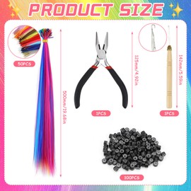 YICH Colourful Hair Strands Kids 50 Pieces Hair Strands Clip in Hair Extensions for Children for Girls