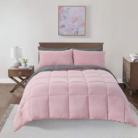 Royal Hotel Full / Queen Size Down-Alternative Comforter - Duvet Insert, 100% Down Alternative Fill, Reversible Comforter, Charcoal and Blush