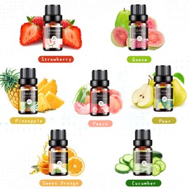 Fruity Essential Oils Set - TOP 14 Fragrance Oil for Diffusers, Candle Making Includes Strawberry, Apple, Pineapple, Cucumber Melon, Cherry, Mango, Lemon, and Orange Scented Aromatherapy Oils (5ml)