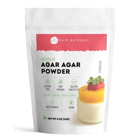 Kate Naturals Agar Agar Powder for Cooking & Petri Dishes. Vegan Gelatin Substitute Powder Unflavored for Gelatin Sheets & Halal (4oz, Vegetarian, Plant-based)