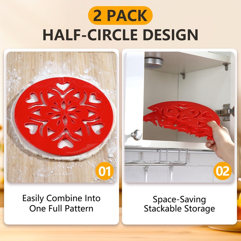 2 Pack Pie Crust Cutter, Heart Design & Semi Circle