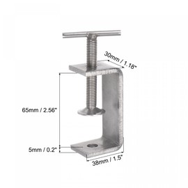 uxcell Stainless Steel C-Clamp, 65mm Wide Jaw Opening with T-Bar Handle for Woodworking Welding Building