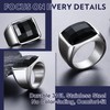 Bandmax Stainless Steel Chunky Signet Rings for Men Black Onyx