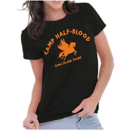 Brisco Brands Camp Half Blood Greek Mythology Womens Top Junior Graphic Tee Black