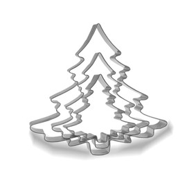 Keewah Christmas Tree Cookie Cutter Set - 5”, 3.6”,2.5” - 3 Piece - Stainless Steel