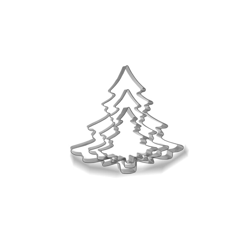 Keewah Christmas Tree Cookie Cutter Set - 5”, 3.6”,2.5” -