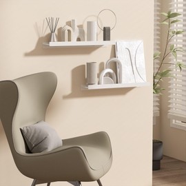 Danpoo White Floating Shelves for Wall Metal Shelf Wall Mounted Shelves for Bathroom Wall Shelves, 20inch