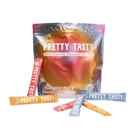 Pretty Tasty Tea Variety Pack, Collagen-Infused Tea, Peach Perfection, Raspberry Radiance, Lemon Luminance, 10g Collagen Mix - 30 Count