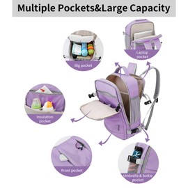 M MUNCASO Commuter Backpack for Womens Mens Cabin Carry On Rucksack with Shoes Compartment USB Port Boys Laptop Backpacks for Travel Gym School (Purple)