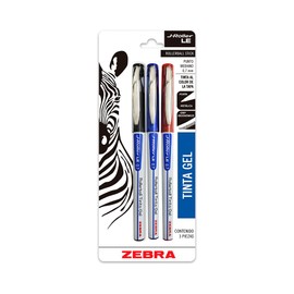 Zebra Bolígrafo De Tinta Gel J-Roller LE Punto Mediano (0.7 mm) Blíster 3 Piezas Multicolor.
