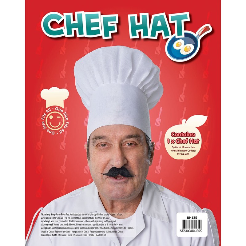 Bristol Novelty BH135 Chef Hat, Unisex-Adult, White, One Size