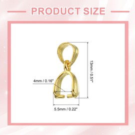 uxcell 2Pcs 925 Sterling Silver Pinch Bail, 13mm Pendant Clasp Pendant Bail Connector Pinch Clip Bail Clasp for Jewelry Making Supplies Bracelet Necklace DIY Craft, Gold