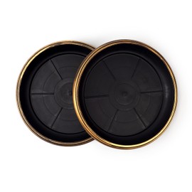 Sapphire USA 11" Decorative Heavy Duty Tray/Saucer (2 Pack) Rustic Medieval/French Country Look, Pot/Planter Base for Indoor/Outdoor Decor Use. Long Lasting, Reusable Light Weight (11 inches, Black)