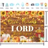 Give Thanks to The Lord Backdrop Autumn Maple Leaf Pumpkin