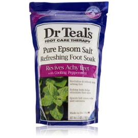 Dr Teal's Pure Epsom Salt Cooling Foot Soak, Refresh & Revitalize with Peppermint & Baking Soda, 2 lbs