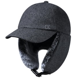 GADIEMKENSD Wool Trapper Hat with Ear Flap Winter Thickened Thermal Baseball Cap for Men Women Windproof Ushanka Warm Hats Comfortable Soft Pilot Caps for Hunting Jogging Cycling Gray