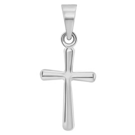 Jewelry America 14k White Gold Polished Dainty Mini Religious Plain Simple Cross Charm Pendant, White Gold