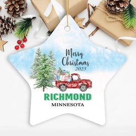Christmas Ornament Richmond MN Ornaments Gifts Ideas Richmond Minnesota New Home Town 2025 Keepsake Housewarming for Family Friend Star 3''
