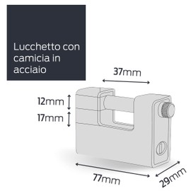 CISA 25769 Padlock Enclosed Locking Line, Steel, 80 mm