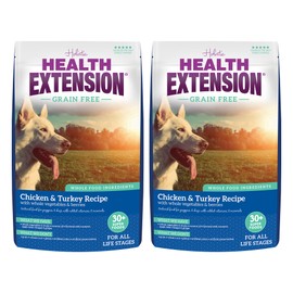Health Extension Grain Free Chicken & Turkey Dry Dog Food (4 lb / 1.81 kg) - Whole Foods Ingredients Formula with a Blend of Turmeric & Antioxidants for All Life Stages Dogs (Pack of 2)