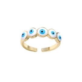 VIE Evil Eye Ring, Gold, Style #03, White