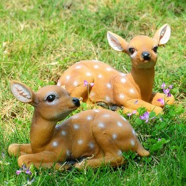 2Pcs Sika Deer Statue, Deer Sculpture Ornaments, and Sunscreen, in Use, Decoration for Landscape Production, Gardens, Garden Yards