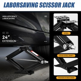Auto Dynasty 4Pcs Scissor Jack, 2.5 Ton (5000LBS) RV Travel Trailer Stabilizer Leveling Scissor Car Jacks, Lifting Range 24" (Max) to 4" (Min) Scissor Lift Jacks Kit with Crank Handle, Black