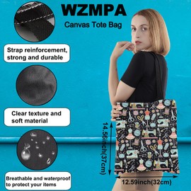 WZMPA Funny Sewing Cosmetic Makeup Bag Sewing Machine Gift Sewing Tools Canvas Zipper Pouch Bag Seamstress Quilters Gift (Sewing Tools BL TG)