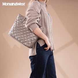 Montana West Quilted Handbag for Women Tote Purse Shoulder Bag Large Fashion Hobo Purse MWC-084BPT