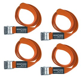 Straps & Buckles - Cinch Tie Down CAM Cargo Utility Lashing Straps - 1" Wide Heavy Duty Webbing (48" CAM - 4 PK, Orange)